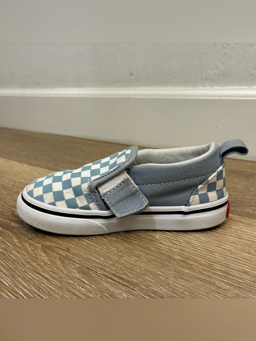Vans Toddler Classic Slip-On V Shoes Dusty Blue Checkerboard US 8 EU 24.5 14cm